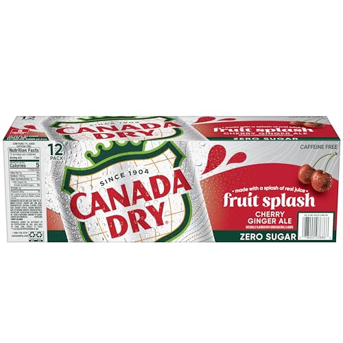 CANADA DRY ZERO SUGAR CHERRY GINGERALE FRUIT SPLASH 12OZ, PACK OF 12