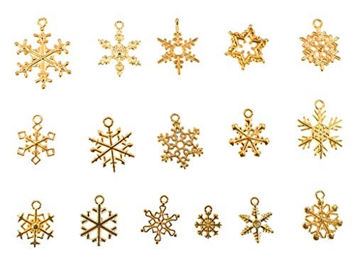 Kinteshun Assorted Christmas Snowflake Charms Xmas Pendant for Holiday DIY Jewelry Making Findings(100 Grams,About 90pcs,Gold Tone) - Thumbnail 7