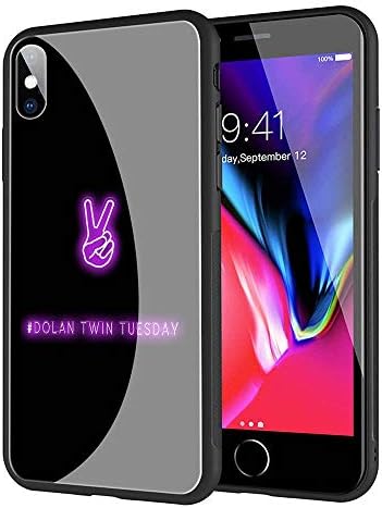 GUOZHAO Phone Case iPhone 7/8,GZA-138 Dolan Twins Tempered Glass Back Black Cover and Soft Silicone Rubber Bumper Frame for Scratch-Resistant and Anti-Scratch Absorption