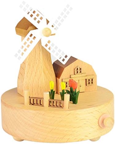 Sidiou Group Creative Rotating Music Box Wind Up Musical Box Classical Lovely Octave Musical Box Gift For Christmas Valentine's day Birthday (Windmill model)