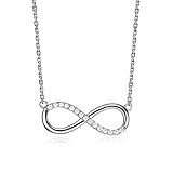 Serend Infinity Necklace Lucky Number 8 Pendant Link Chain Silver-Tone,Valentines Day Gifts