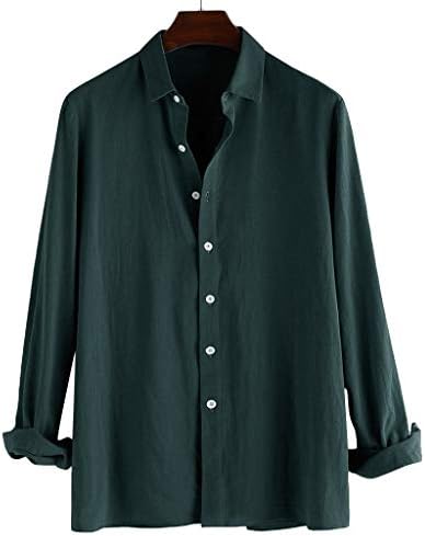 Kailemei Men's Casual Button Turn-Down Collar Slim Fit Long Sleeve Top Shirt Solid Workshirt