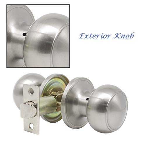 Door Knob Set of 5 Pack Passage Door Lock Brushed Nickel Interior Keyless Flat Door Knobs Handles Locksets - Thumbnail 4