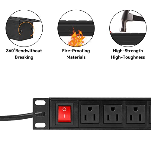 BTU Power Strip Surge Protector RackMount PDU, 12 Outlet Power Strip