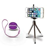 Aduro U-SNAP SF45 Universal Wireless Bluetooth Selfie Remote / Camera Shutter for iPhone, iPad, Samsung, LG, HTC, Android with Tripod (Purple)