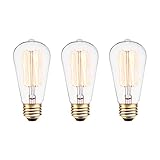 Globe Electric 31321 60W Vintage Edison S60 Squirrel Cage Incandescent Filament Light Bulb 3-Pack, E26 Base, 245 Lumens