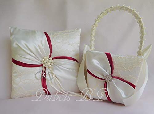 Amazon Com Ring Bearer Pillow And Flower Girl Basket 2 Pcs Set