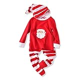 AJia Baby Unisex Xmas Pajamas Sets Tshirt+Pant+Hat Sleep Suit