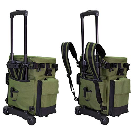 Elkton Outdoors Rolling Fishing Tackle Box XLarge Waterproof Storage Bag Backpack with 5