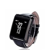 Luxsure Bluetooth 4.0 Smart Watch Waterproof Wrist Watch Phone with Camera Touch Screen and PU Leather Strap Band Smartwatch for IOS iPhone 6 6 plus Samsung Android Smartphones(Black)