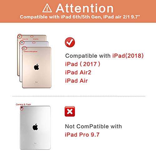 TeenGrow iPad 9.7 Inch Case 2018/2017, ipad Air 2,ipad Air case, Ultra Slim Lightweight PU Leather Folio Smart Cover, Soft TPU Protective Back Case with Auto Sleep/Wake (White Marble)