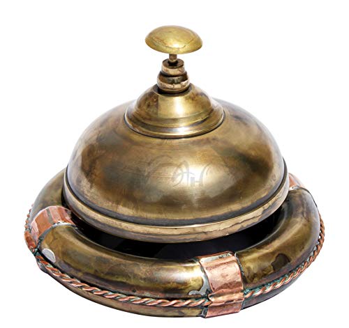 MAH Handcrafted Service Desk Bell Hotel Counter Bell Ornate Solid Brass Hotel Counter Bell Officer Call Bell (Victorian Style) C-3068