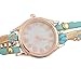 Souarts Coffee Women Multilayer Weave Wrap Link Leather Bracelet Quartz Wrist Watch (Coffee) (Blue)