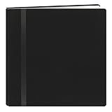 Pioneer 8 Inch by 8 Inch Snapload Fabric Cover with Ribbon Trim Memory Book, Black
