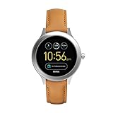 Fossil Women's Gen 3 Venture Stainless Steel and Leather Touchscreen Smartwatch, Color: Silver, Brown (Model: FTW6007)