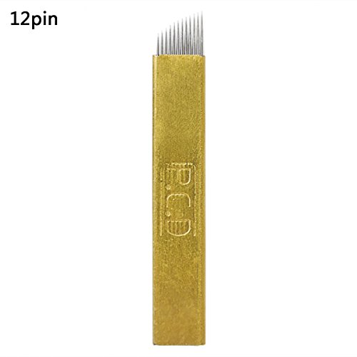 Tattoo Blade 100 Pics Tattoo Needles Copper PCD Permanent Eyebrow Makeup Manual Tattoo Bevel Blades 12 Needles Permanent Makeup Needles Blade Kit
