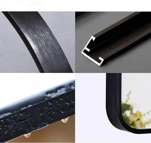 MIQU Bathroom Mirror, 80 x 60 cm, Large Wall Mirror, Unilluminated, Rectangular with Black Metal Frame, Decorative Mirror for Bathroom, Living Room, Toilet, Hallway K