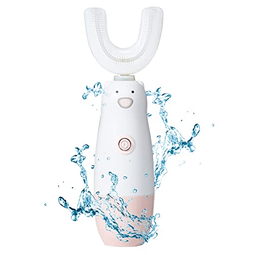 Excefore Kids Electric Toothbrush, 6 Cleaning Models U Shaped Toothbrush Waterproof Battery Powered 360 Automatic Toddler Toothbrushes for 2-7 Years Old for Boys Girls(Pink)