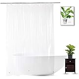 WellColor Clear Shower Curtain Liner 72 x 75 inch, PEVA Heavy Duty Shower Liner with 3 Weighted Magnets, Transparent, 100% Waterproof