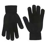 MPHABON Touch screen gloves winter men and women knitted warm gloves (Black)