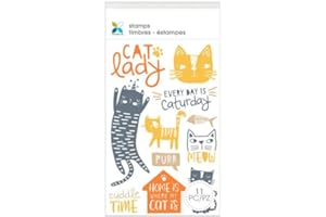 Momenta Cat Lady Red Rubber Cling Stamps - Set of 11