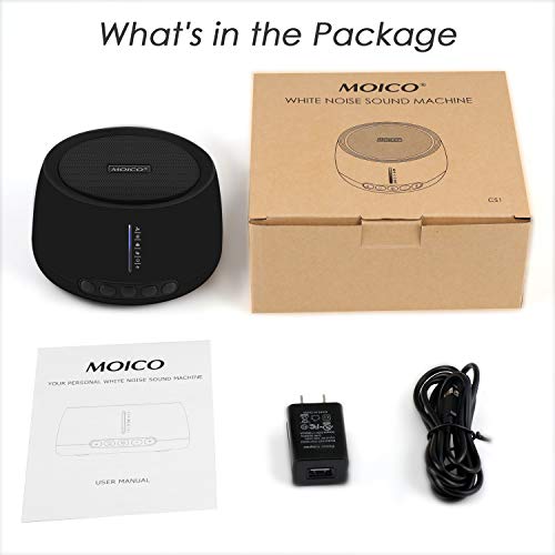 White Noise Machine, MOICO Sound Machines for Sleeping with 30 Non-Looping Soothing Sounds, 20 Levels of Volume, Timer & Memory Function, Sleep Machines for Baby Adults Travel Office Privacy (Black) - Thumbnail 6