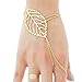 Bestpriceam® Fashion Women Hollow Leaves Finger Ring Bangle Slave Chain Gold Bracelet