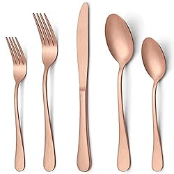 LIANYU 20 Piece Matte Copper Silverware