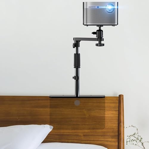 CENXI Bed Sofa Projector Stand, Height Adjustable Mount Base, 360° Rotation, Universal Bedside Projector Bracket Holder Compatible with Most Projectors with Cable Ties