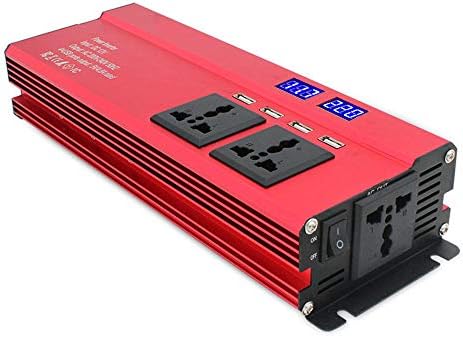 Leaftree Car Power Inverter,Continuous 1200W Dc12/24V to Ac220V Solar Power Inverter Converter USB Output for Car Inverter-Red 12-220V