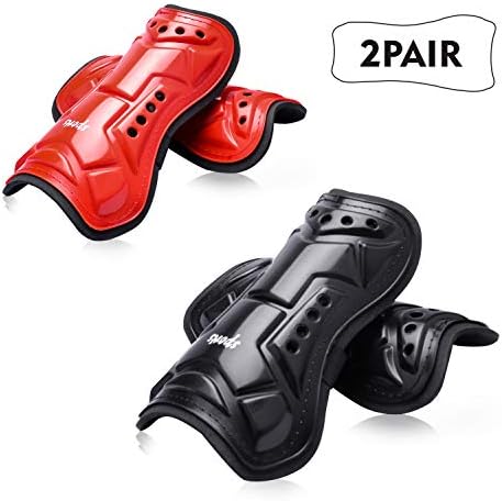 Youth Soccer Shin Guards, 2 Pair Lightweight and Breathable Child Calf Protective Gear Soccer Equipment for 3-10 Years Old Boys Girls Children Teenagers