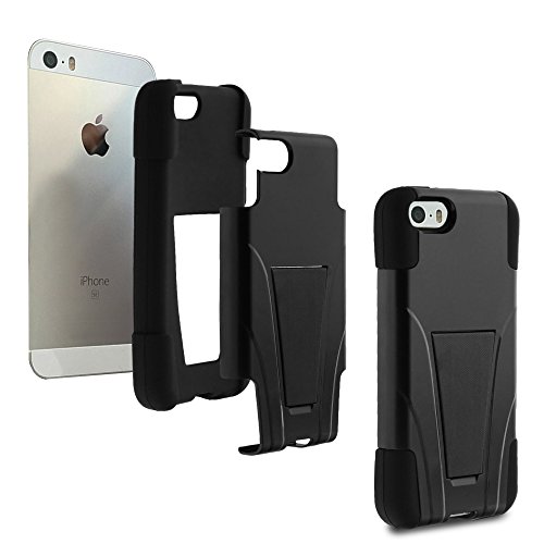 MINITURTLE Compatible with Apple iPhone SE | iPhone 5s | iPhone 5 Hybrid Dual Layer Case W/Stand Strike Impact Basketball Basketball Hoop