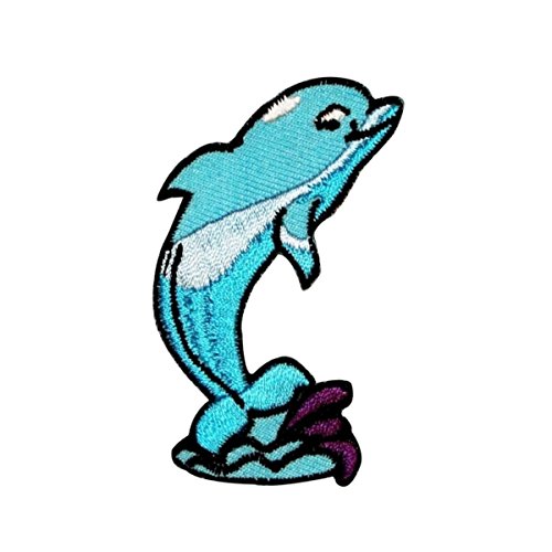 Dolphin Jumping Out of Water Patch Ocean Animal Embroidered Iron On Applique