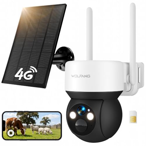 WOLFANG 4G UEberwachungskamera Aussen, 2K Solar, SIM-Karte, ohne WLAN