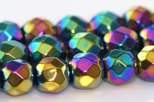 3mm Natural Rainbow Hematite Beads Grade Faceted Round Loose Beads 15'' Crafting Key Chain Bracelet Necklace Jewelry Accessories Pendants