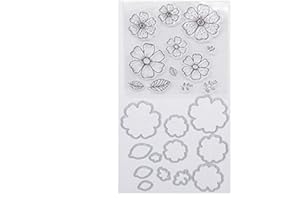 WOOYANGFUN Welcome to Joyful Home Flower Metal Cutting Dies Stamp Stencils DIY Scrapbooking Photo Album Decor Cards (Clear Stamp+Dies Cutting)