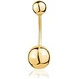 Belly Button Ring for Women 14k Gold Navel Rings Barbell or Simulated Diamond Gemstone | 16g | Real Gold Body Piercing Jewelry