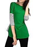 Allegra K Women's Dolman Sleeves Striped Panel Dolphin Hem Top