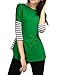 Allegra K Women's 3/4 Sleeves Striped Panel Dolphin Hem Tunic Top Green M