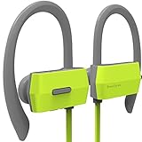 Heiyo Wireless Sport Bluetooth Headphones, In-Ear Fit Earhook Secure IPX4 Sweatproof Earphones with Mic and 7-Hour Playing Time for Running,Gym and Outdoor Sports-Green