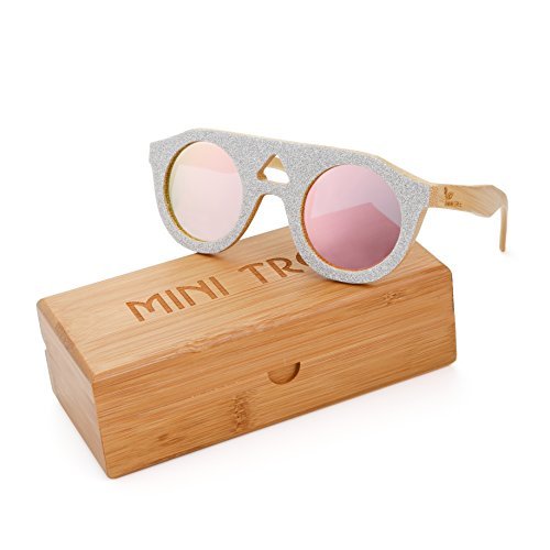 Mini Tree Bamboo Eyewear New Trendy Fashion Polarized Glasses Dazzle Sunglasses (Pink, 1.77)