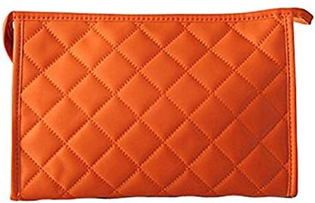 Women's Cosmetic Bag Nylon Gridding Rectangle Makeup Zipper Bag