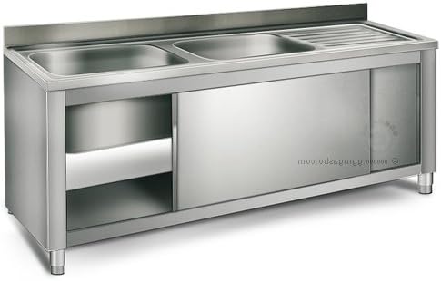 EQ Kitchen Line THSSR166BL2 EQ Stainless Steel 2 Compartment Sink Backsplash, Silver (Pack of 1)