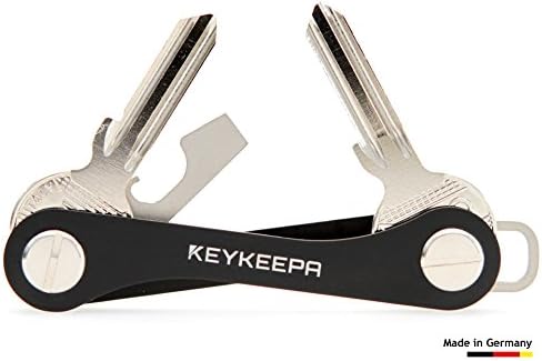 KEYKEEPA (Black) - the compact key organizer "made in Germany" - with key ring and smart bottle opener - fits up to 12 keys