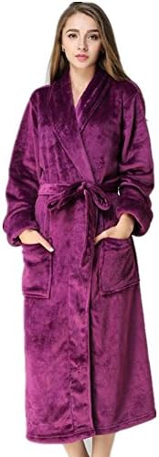 DMMSS Women Coral Velvet Nightwear Flannel Bathrobes Long-sleeved Pajamas , l , deep purple