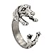 Women's Vintage Handmade Dachshund Dog Puppy Animal Wrap Rings Gift Fashion Jewelry (Antique Silver) primary