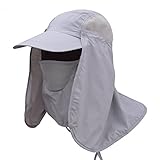 Summer Sun Hat By Page One,360°Outdoor Sun Protection Fishing Hat With Removable Neck&Face Flap Cover,UPF 50+ Cap For Men And Women