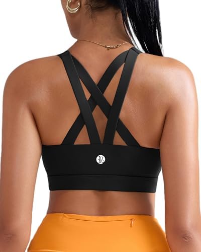 RUNNING GIRL Sports Bra for Women, Criss-Cross Back Padded Strappy