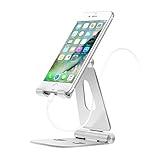 MoKo Phone/Tablet Stand, Universal 210 Degree Foldable Adjustable Aluminum Desktop Holder for iPad pro 10.5/9.7, iPad Mini/Air, iPhone X/8/8 Plus/7/7 Plus, Galaxy S9/S9 Plus, Tab E, Zenpad, Silver