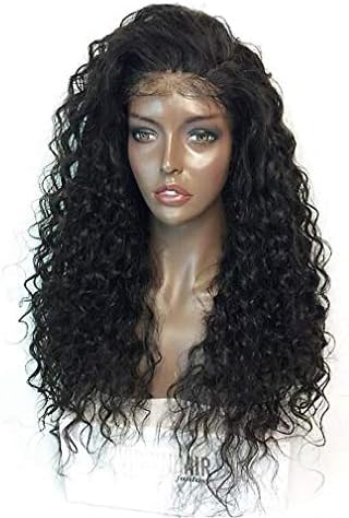 Yinew 360 Lace Frontal Curly Wigs Heat Resistant Afro Kinky Curly Full Lace Wig Water Wave Hair Lace Front Wig,66cm